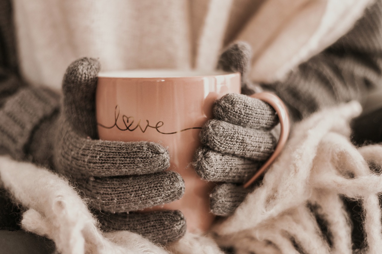 winter, cozy, cup, comfort, tea cup, warmth, gloves, scarf, tea