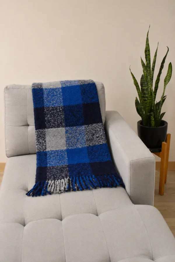 Blue-Grey Boucle Blanket
