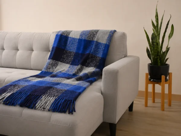 Blue-Grey Boucle Blanket