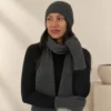 Grey scarf, glove and beanie combo